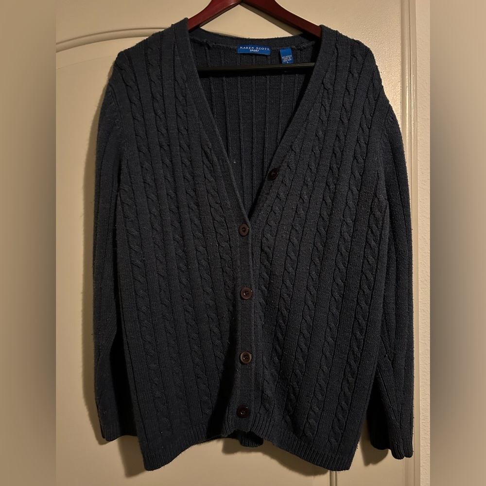 Karen Scott sport navy knit cardigan